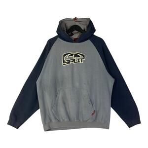 Vintage Split Logo Colorblock Hoodie Large